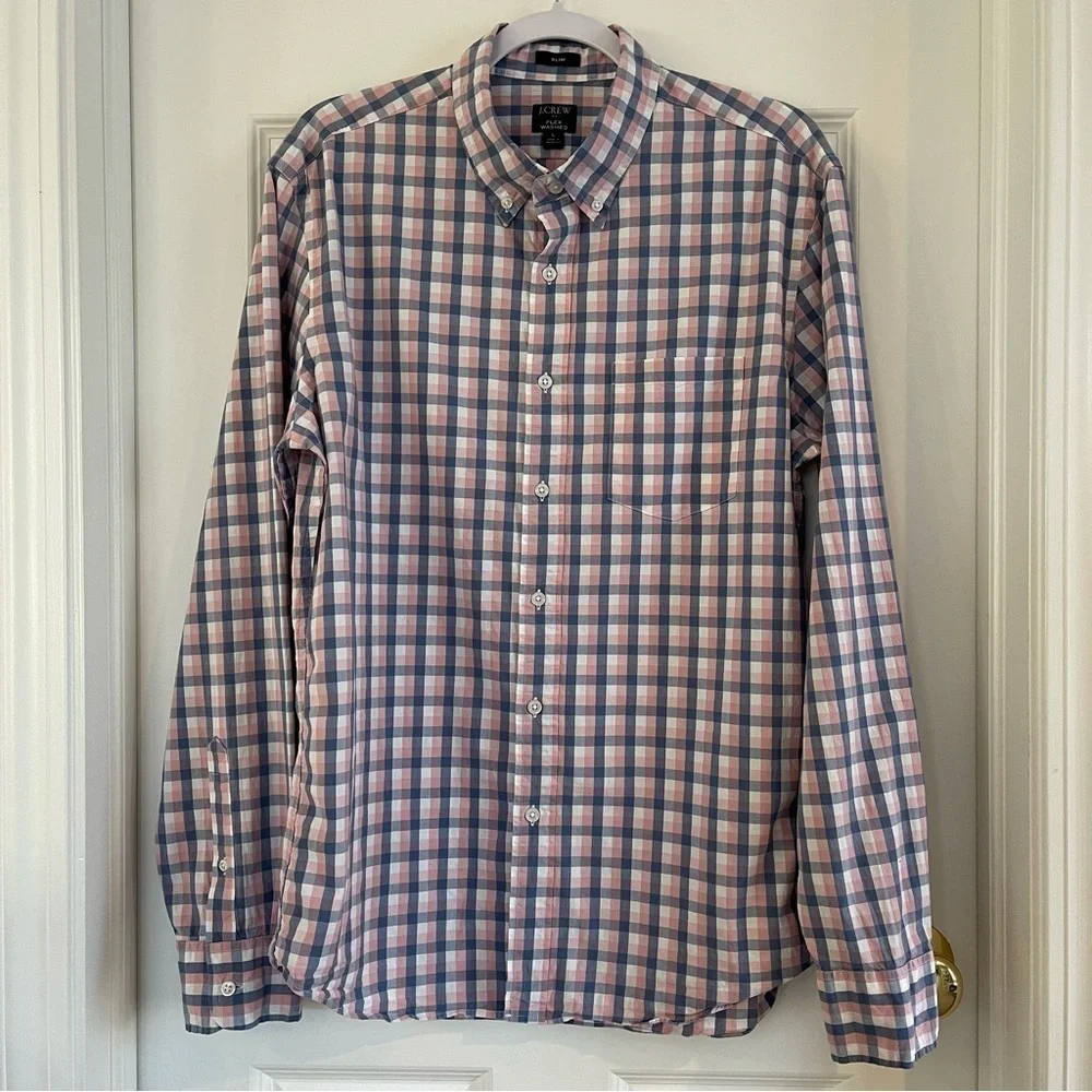 J. Crew Flex Washed Slim Fit Button Down Long Sleeve Shirt Size Large